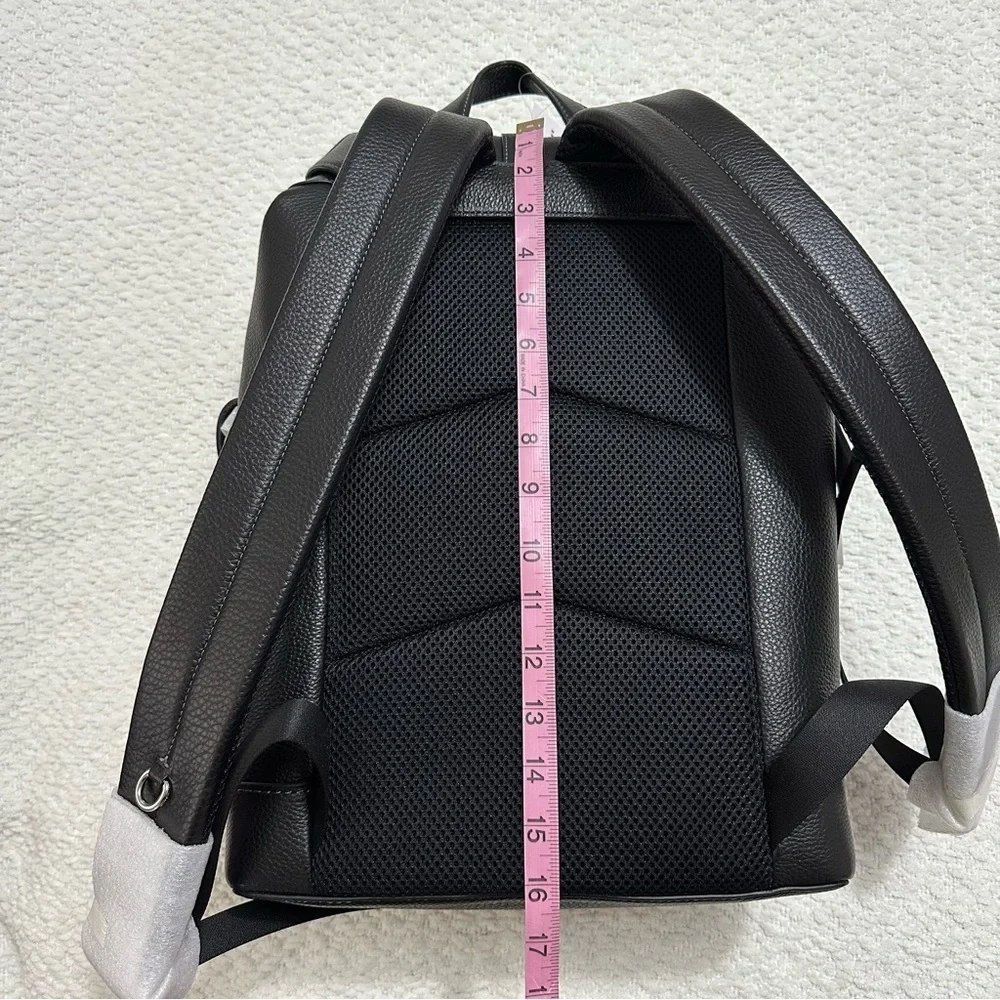 NWT Coach Warner Laptop Black Pebbled Leather Backpack Silver Hardware CW210